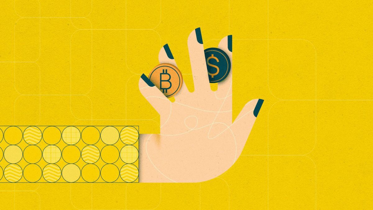 Imagem representa troca de Bitcoins por dinheiro