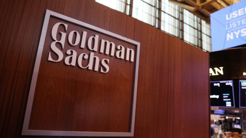 Logo do banco americano Goldman Sachs na Bolsa de Nova York (Foto: Andrew Kelly/REUTERS)