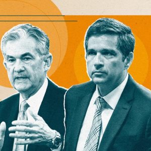 À esquerda: Jerome Powell, presidente do Fed. À direita: Roberto Campos Neto, presidente do Banco Central.