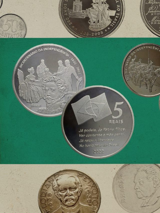 Imagem com algumas das moedas comemorativas mais feias do Brasil