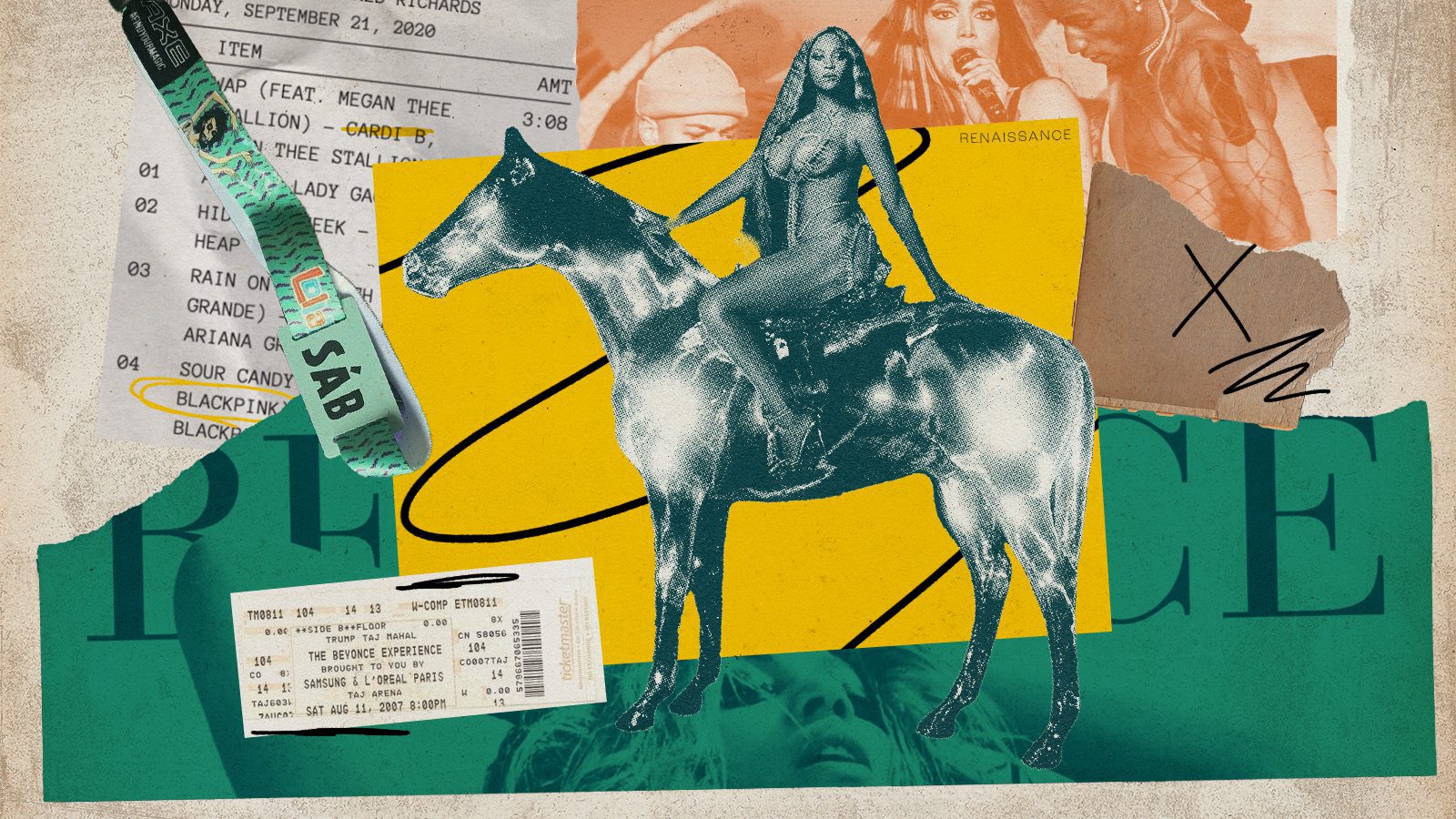 Colagem com Beyoncé pra ilustrar o mercado de shows e entretenimento