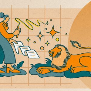 Imagem com Leão do Imposto de Renda e pessoa tentando domar o animal, em referência ao valor do imposto