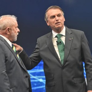 Lula e Bolsonaro no debate na Band