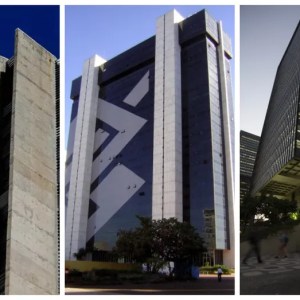 Prédios de Caixa Econômica Federal, Banco do Brasil e BNDES (Imagem: Montagem/O Globo)