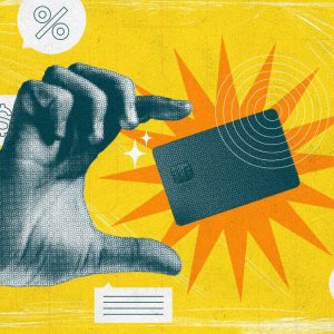 Ilustração abstrata sobre cartão de crédito, compras no cartão de crédito.