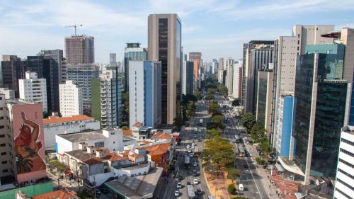Foto aérea da avenida Faria Lima, centro financeiro de São Paulo. Foto: Marcos Santos/USP Imagens
