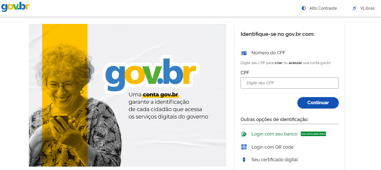 Página de login no sistema Gov.br