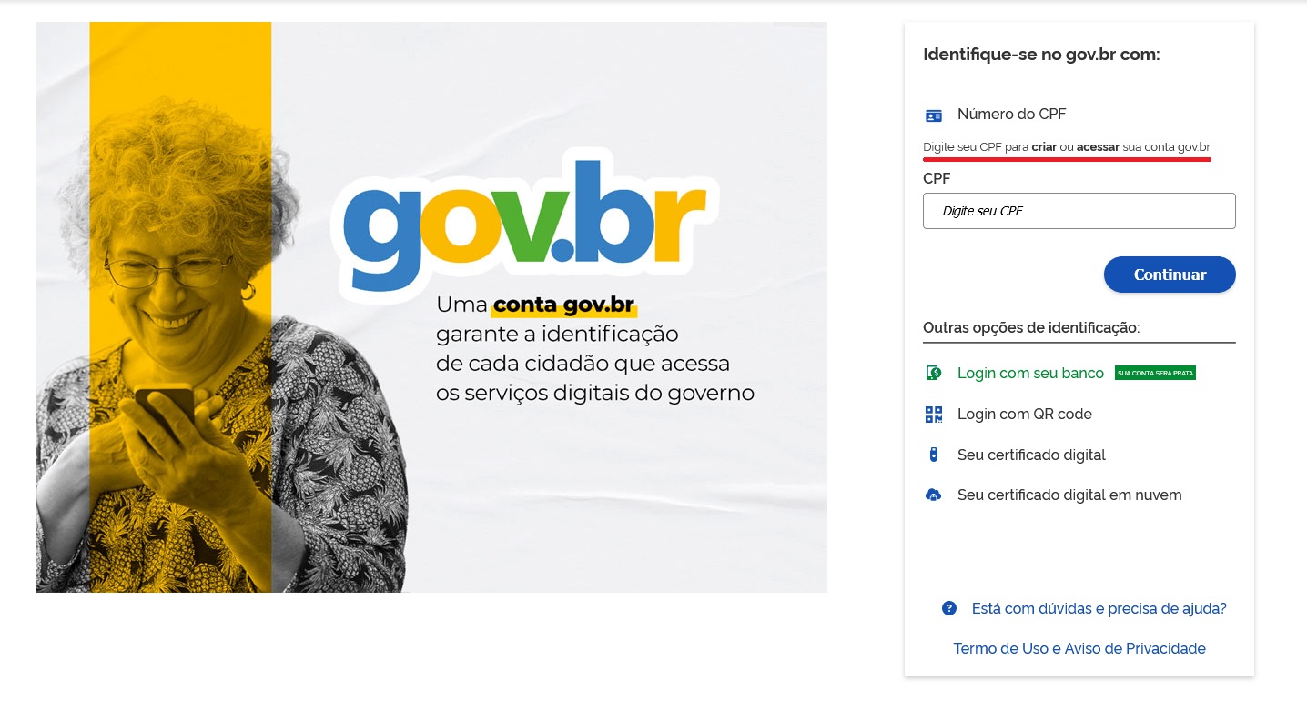 página inicial acesso conta gov.br