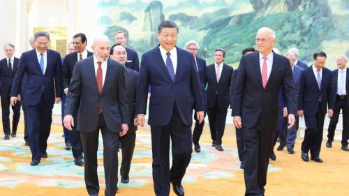 Xi Jinping, presidente da China, durante encontro com CEOs norte-americanos em Pequim Foto: Xinhua/Shen Hong