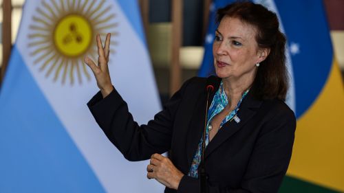 Diana Mondino, ministra de Relações Exteriores, Comércio Internacional e Culto da Argentina Foto: José Cruz/Agência Brasil